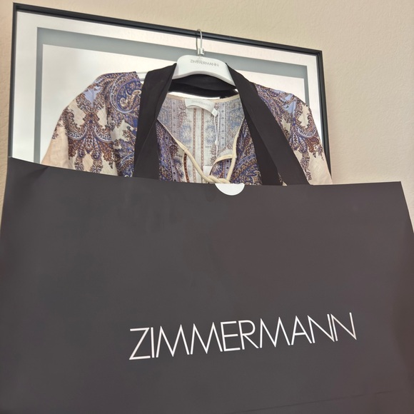 Zimmermann Purple and Cream Midi Dress Ottie 2 Medium - Picture 6 of 6